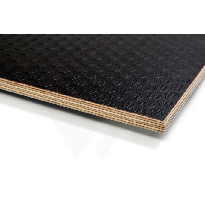 9mm berken betonplex donkerbruin honingraat antislip  - 185x334cm